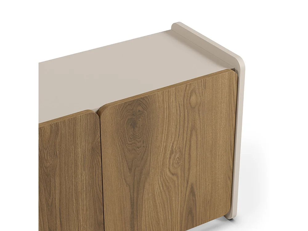 Enara - Meuble TV 4 portes en bois L180cm - Bois foncé