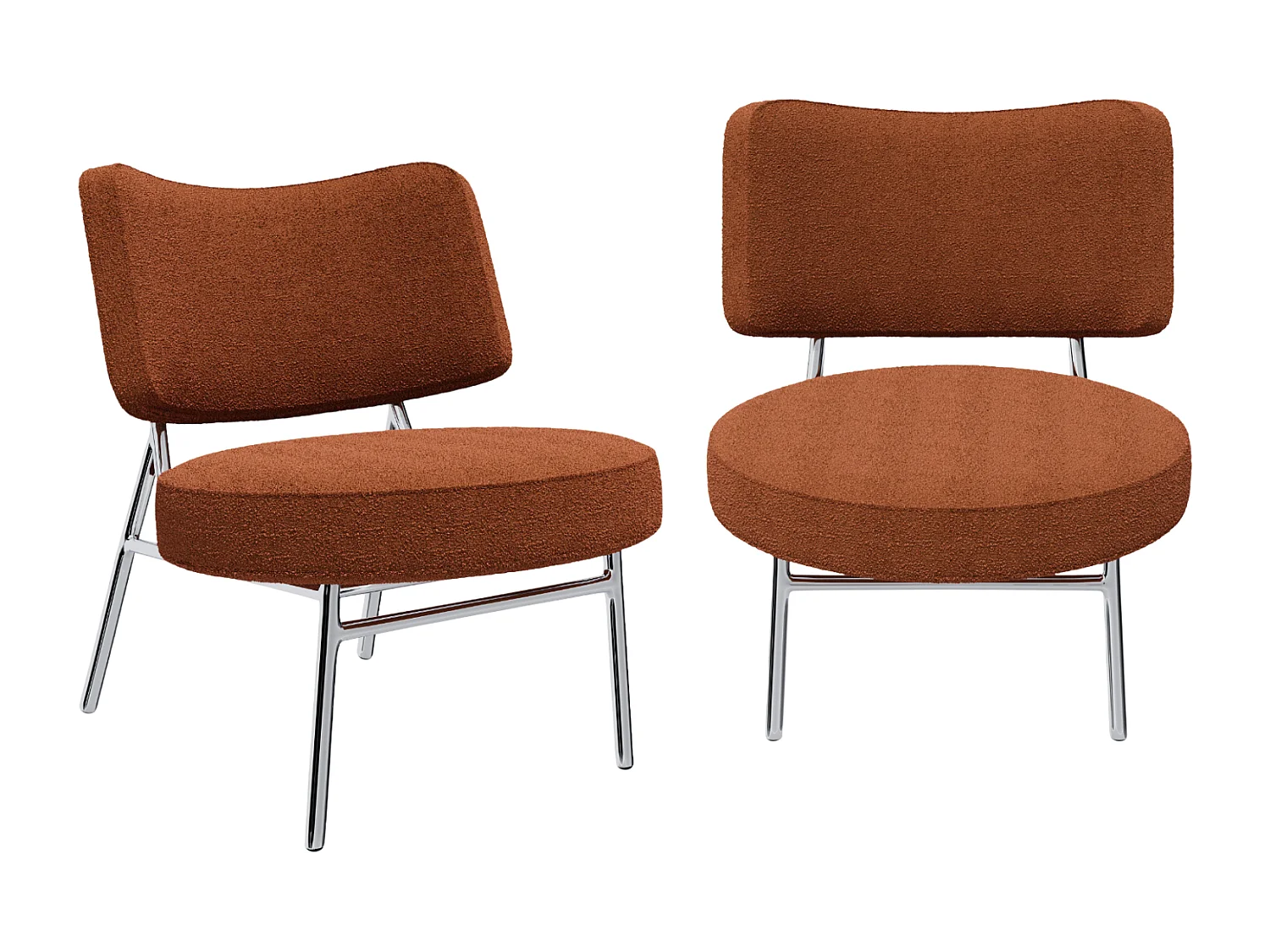 Lot de 2 fauteuils tissu bouclette terracotta IGGY