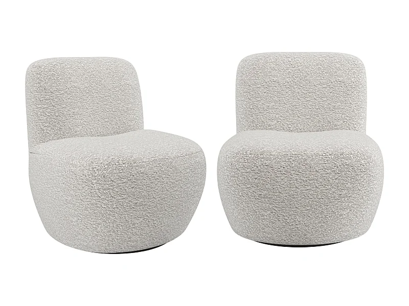 Lot de 2 fauteuils pivotant bouclette beige gris JENA