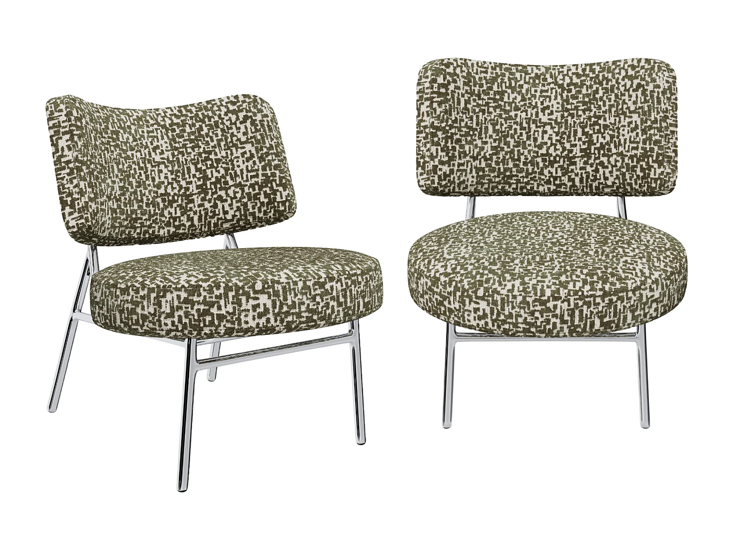 Lot de 2 fauteuils tissu texturé à motifs kaki IGGY