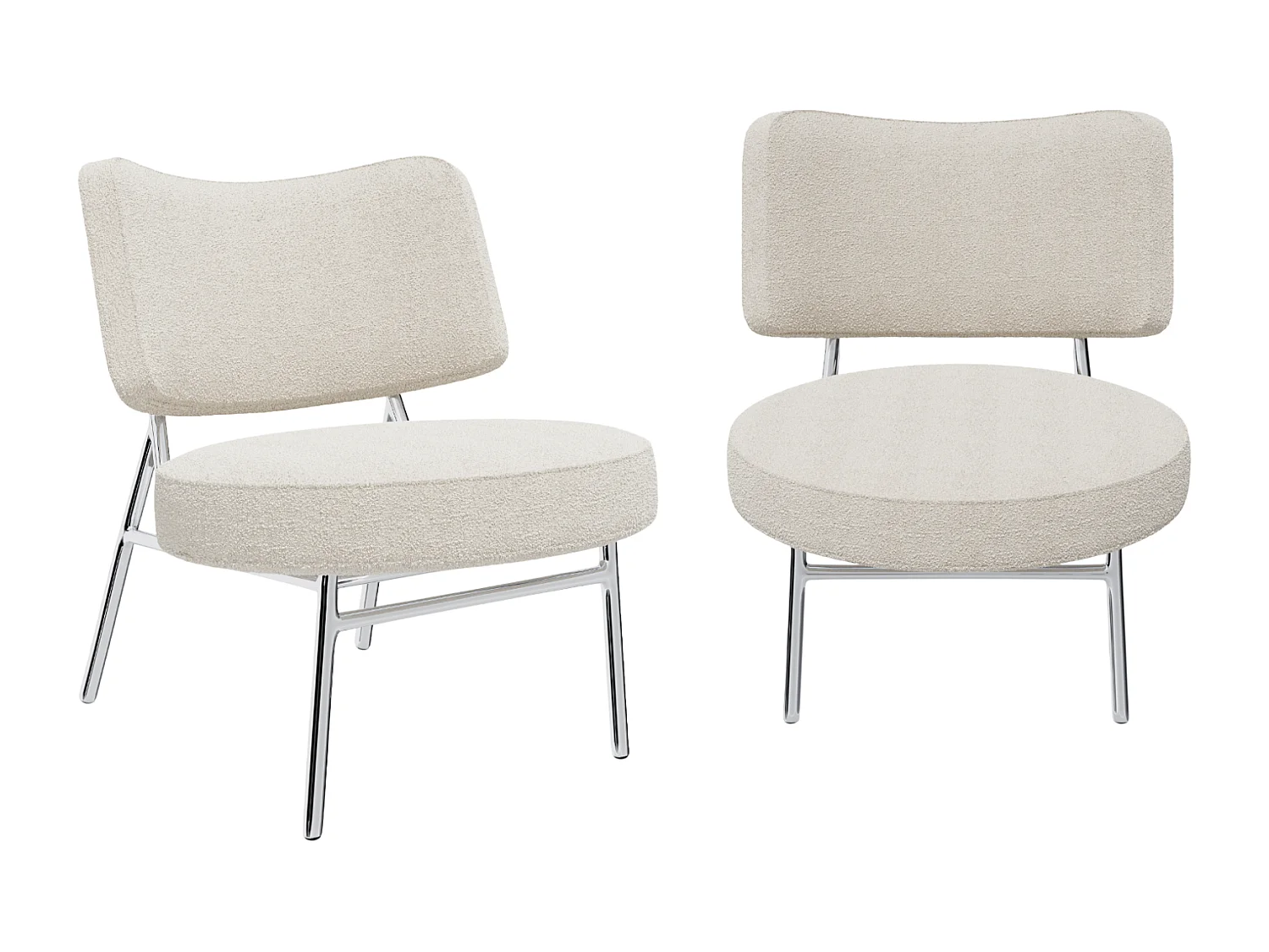Lot de 2 fauteuils tissu bouclette crème IGGY