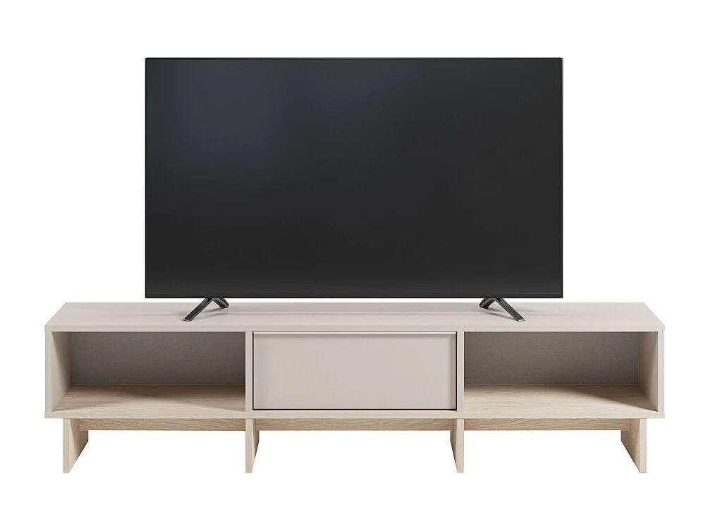 Harriet - Meuble TV 1 porte en bois et métal L170cm - Beige