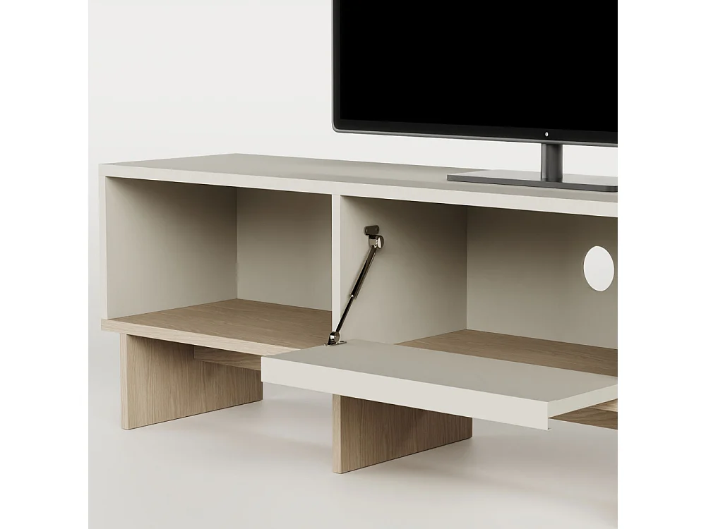 Harriet - Meuble TV 1 porte en bois et métal L170cm - Beige