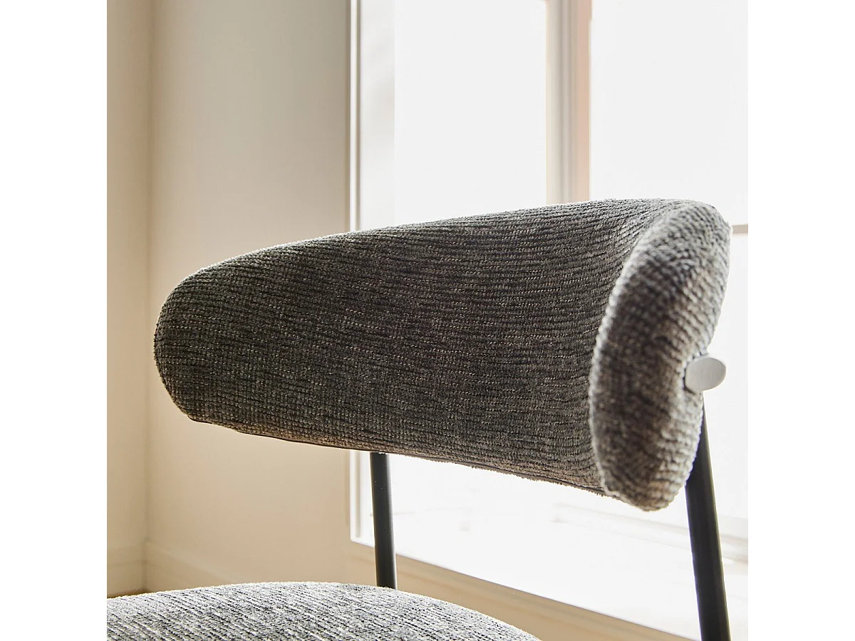 Lot de 2 tabourets en tissu chiné et pieds en métal - DRACO