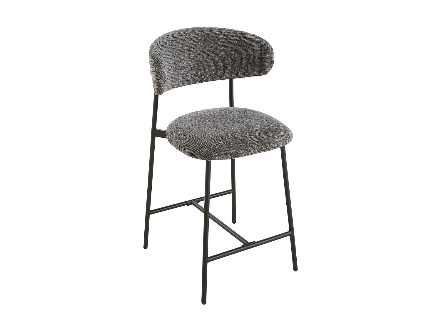 Lot de 2 tabourets en tissu chiné et pieds en métal - DRACO