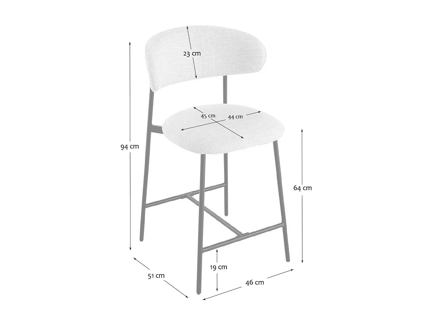2er-Set Hocker aus meliertem Stoff mit Metallbeinen - DRACO