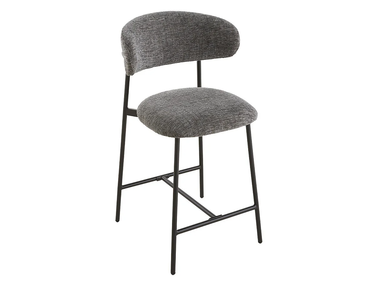 Conjunto de 2 bancos em tecido mesclado com pés de metal - DRACO