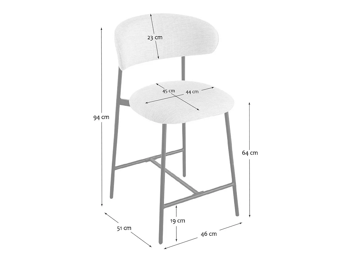 Conjunto de 2 bancos em tecido mesclado com pés de metal - DRACO