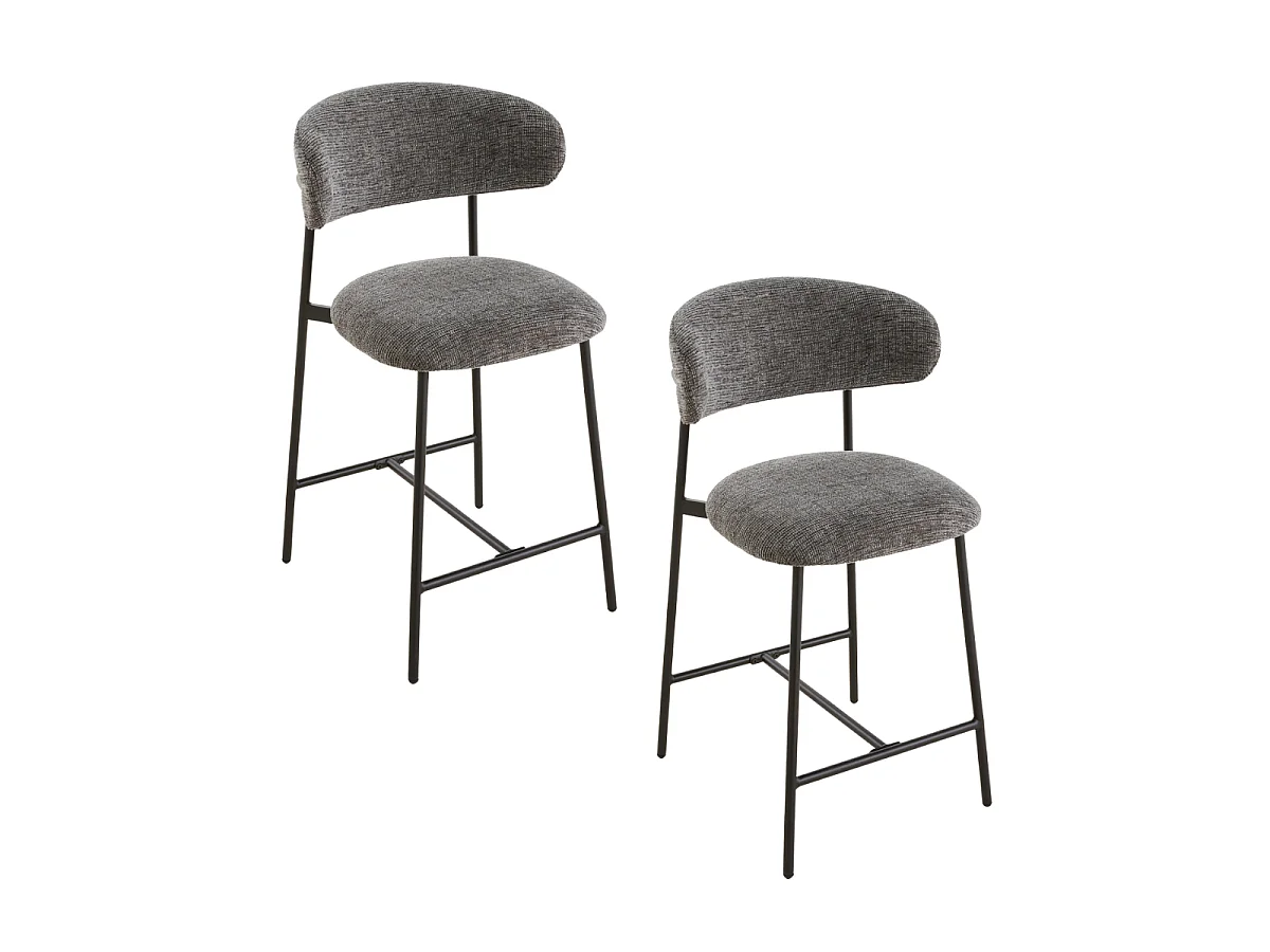 Conjunto de 2 bancos em tecido mesclado com pés de metal - DRACO