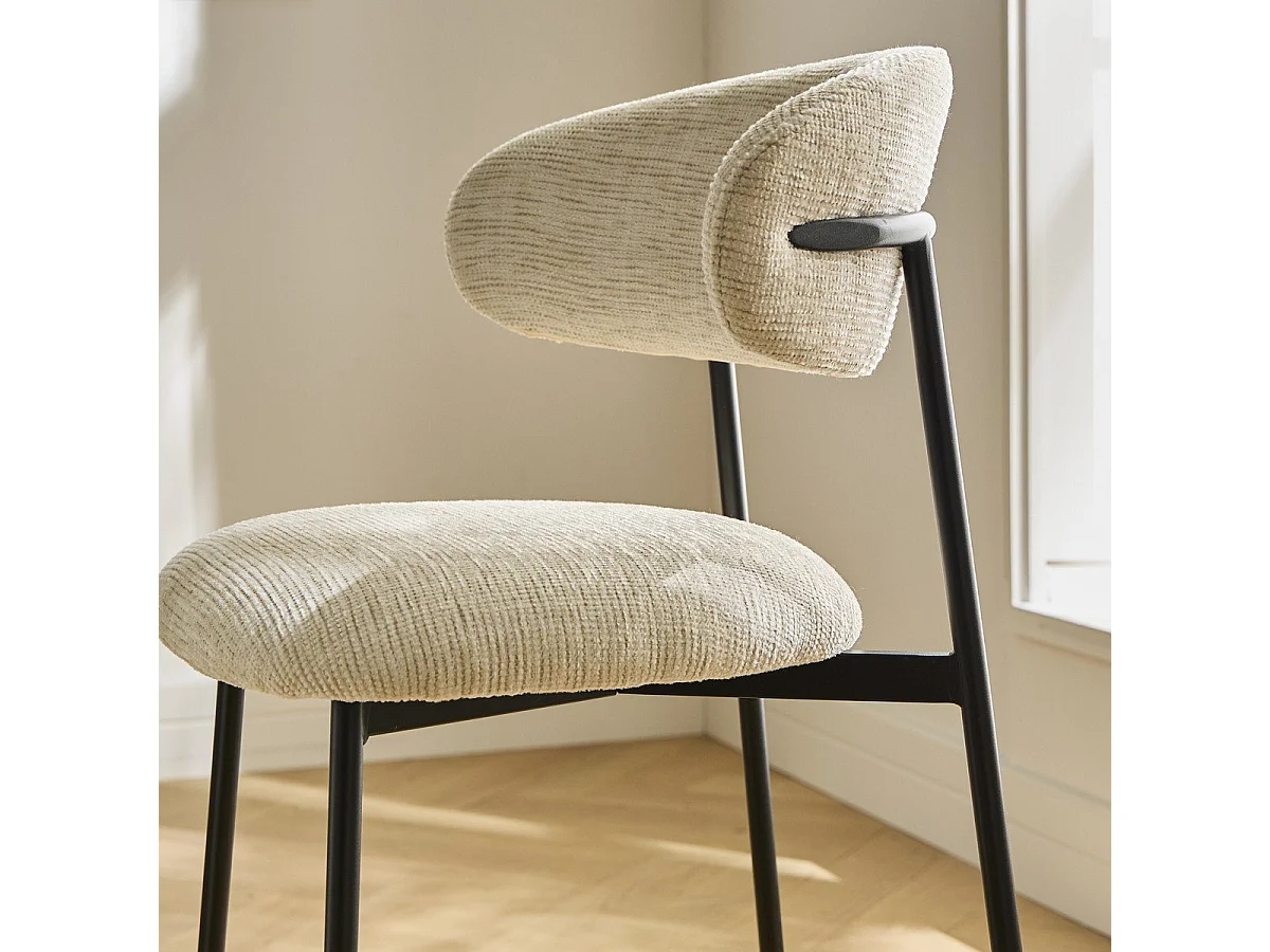 Lote de 2 taburetes en tejido jaspeado con patas de metal - DRACO