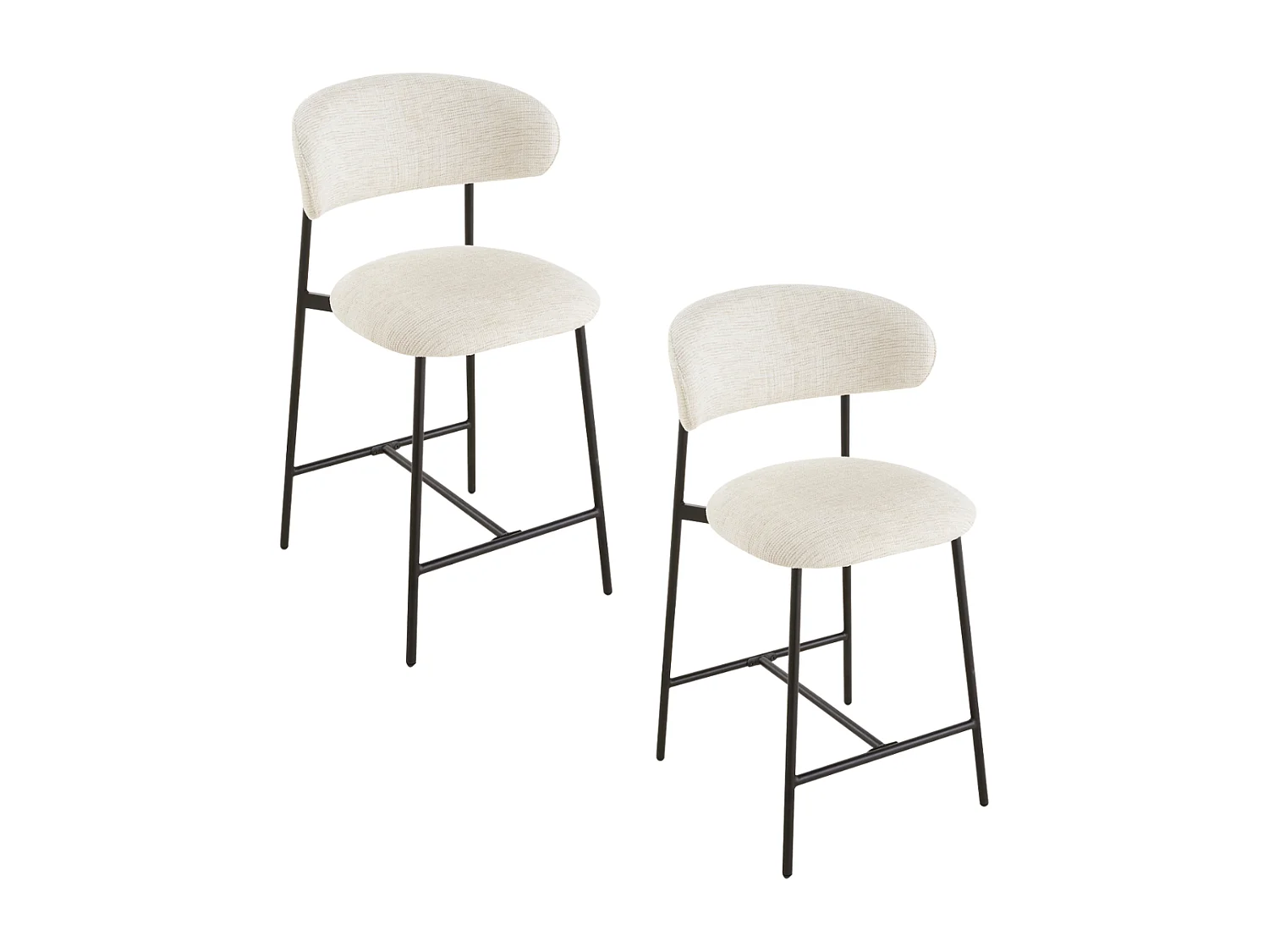 Lote de 2 taburetes en tejido jaspeado con patas de metal - DRACO