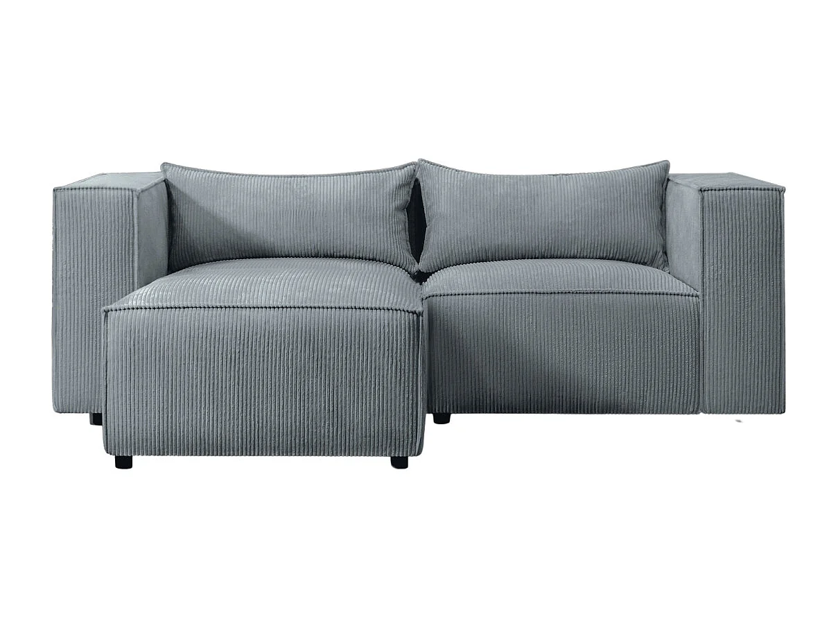 Canapé d'angle en L Modulo, tissu Lincoln, bleu-gris, gauche