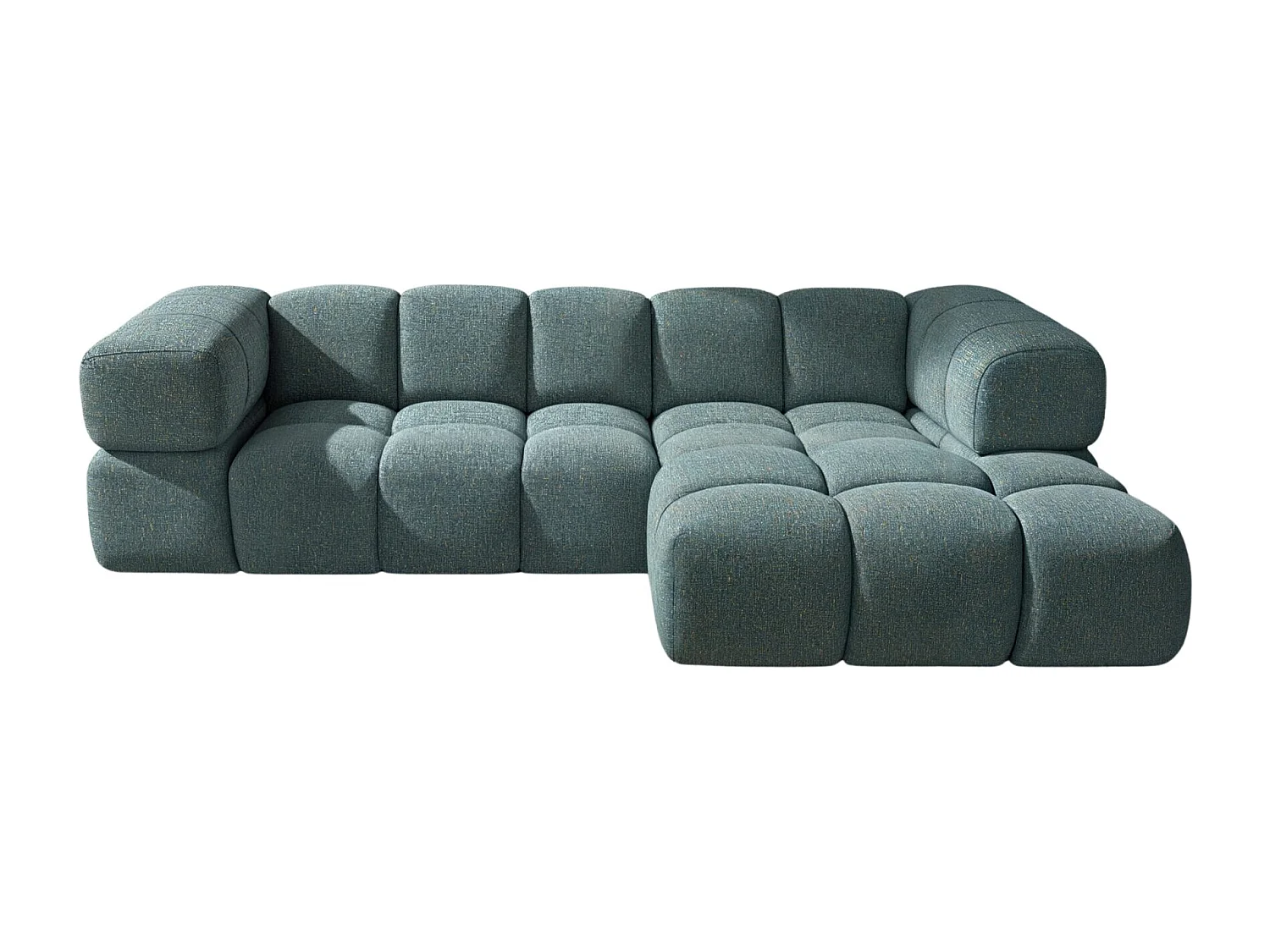 Canapé d'angle en L Averro, tissu Puente, bleu azur, côté droit