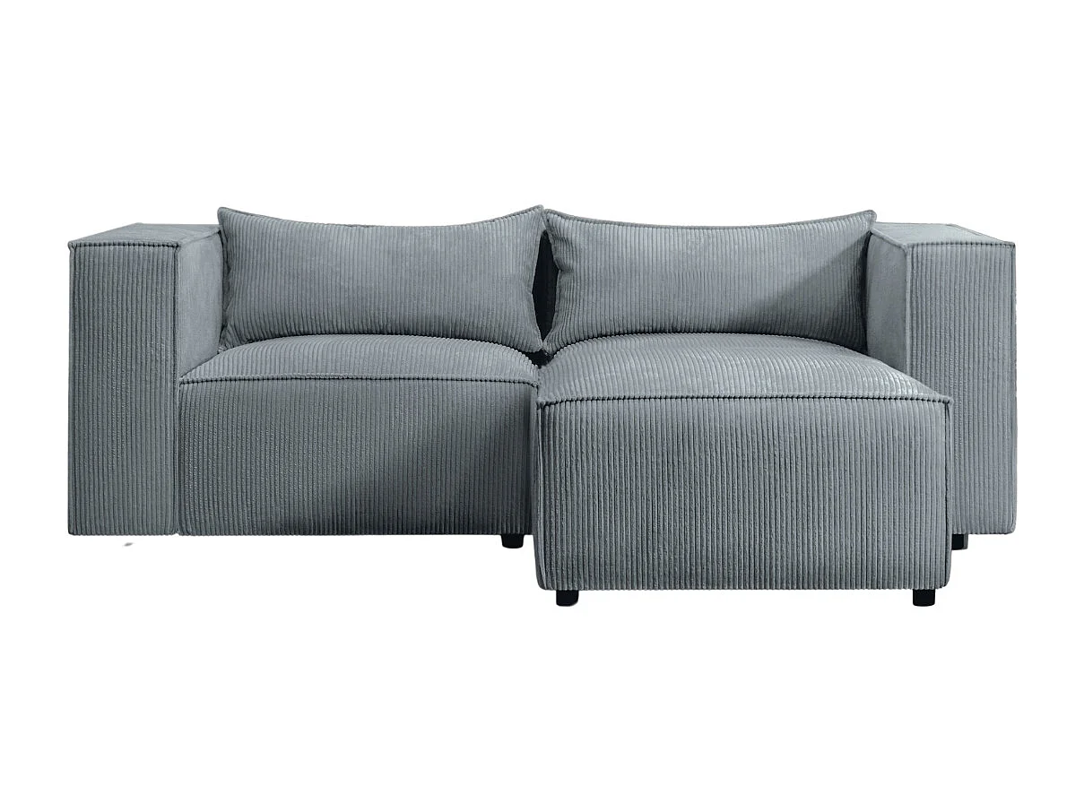 Canapé d'angle en L Modulo, tissu Lincoln, bleu-gris, côté droit