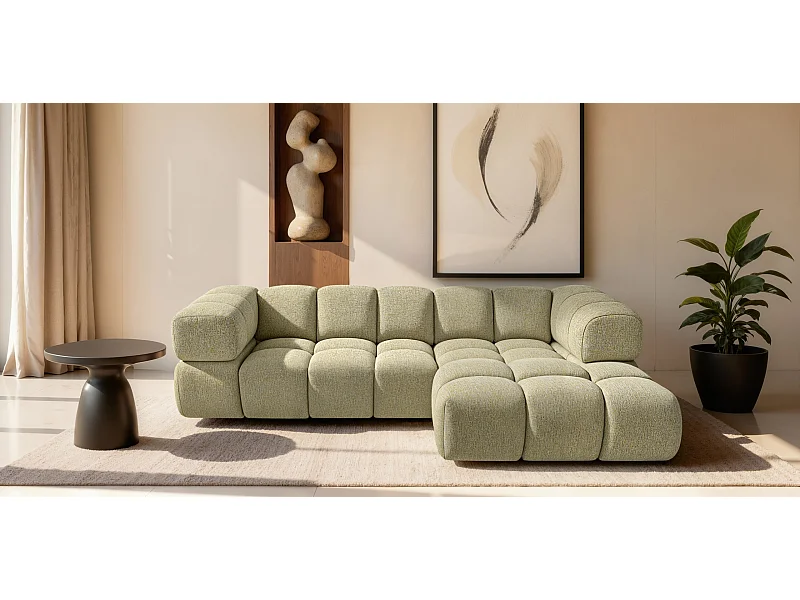 Ecksofa L-Form Averro, stoff Puente, Hellgelb, Rechts