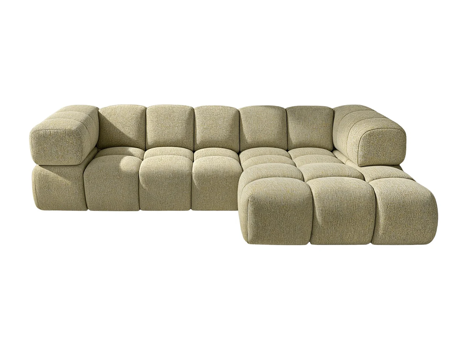 Canapé d'angle en L Averro, tissu Puente, jaune clair, à droite