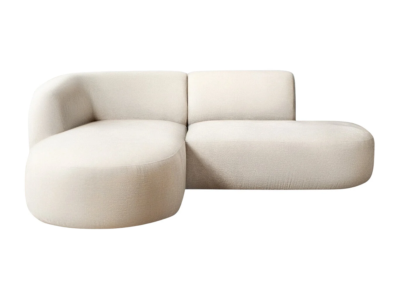 Ecksofa L-Form Luna, stoff Lins, Creme, Links