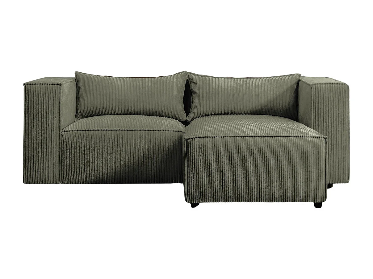 Canapé d'angle en L Modulo, tissu Lincoln, Olive, à droite