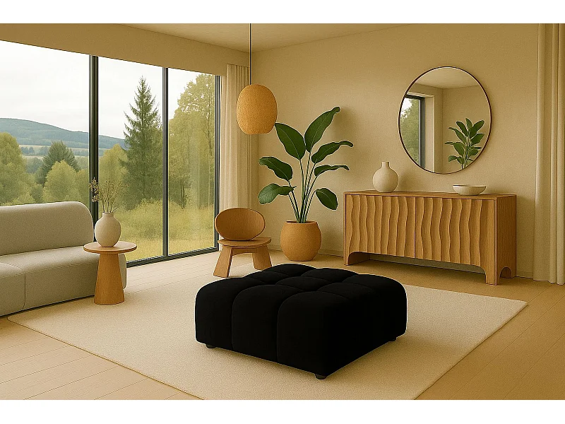 Hocker, Modulhocker Bolla, stoff Bluvel, Schwarz