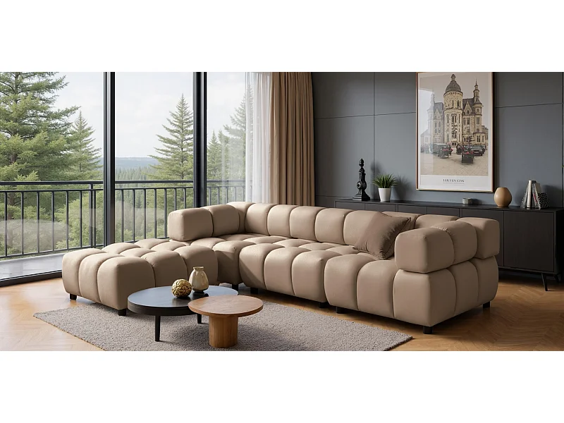 Ecksofa L-Form Bolla, stoff Bluvel, Latte, Links