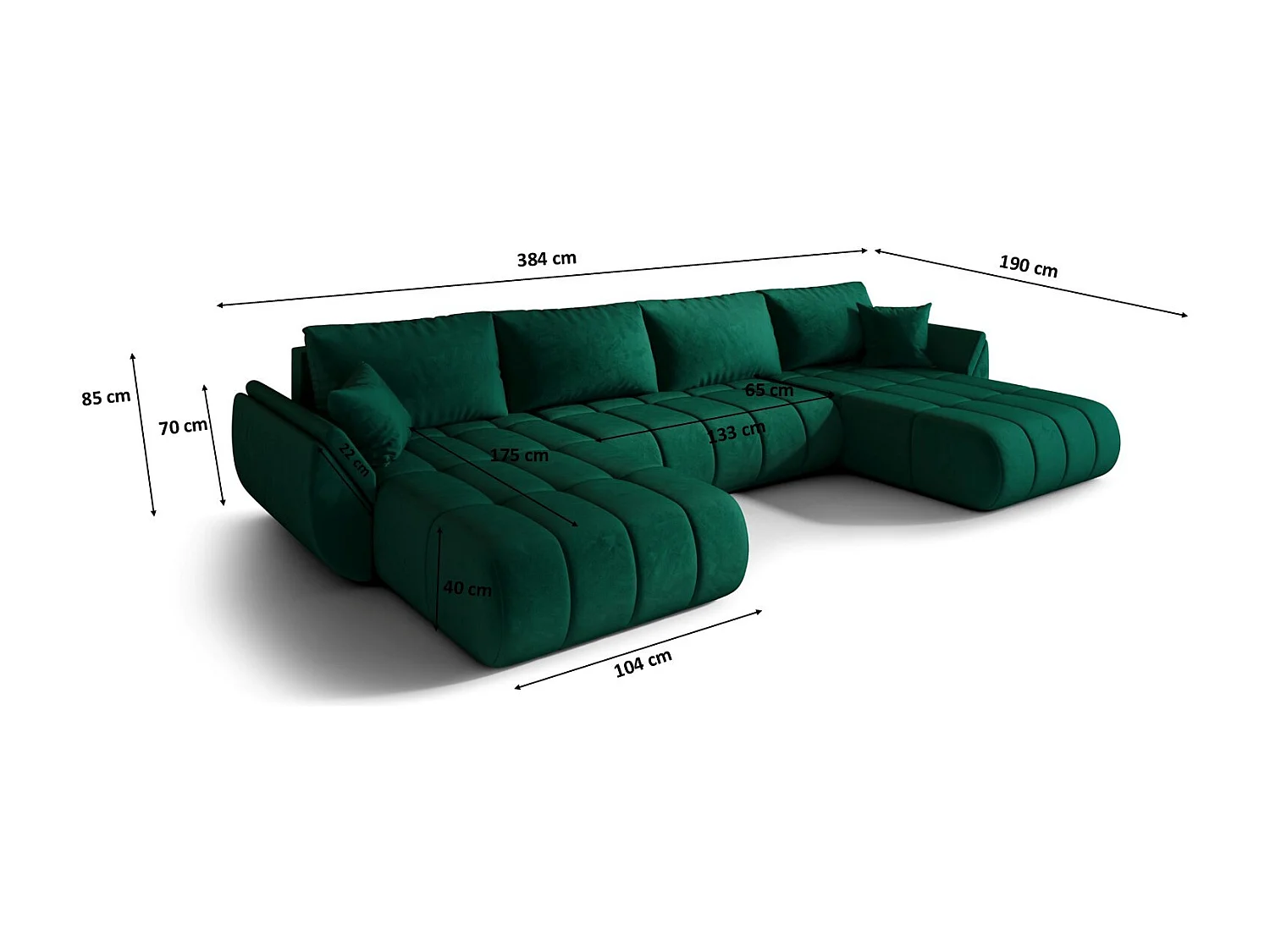 Ecksofa mit schlaffunktion und bettkasten TOKYO U PREMIUM, stoff MONOLITH, Grün