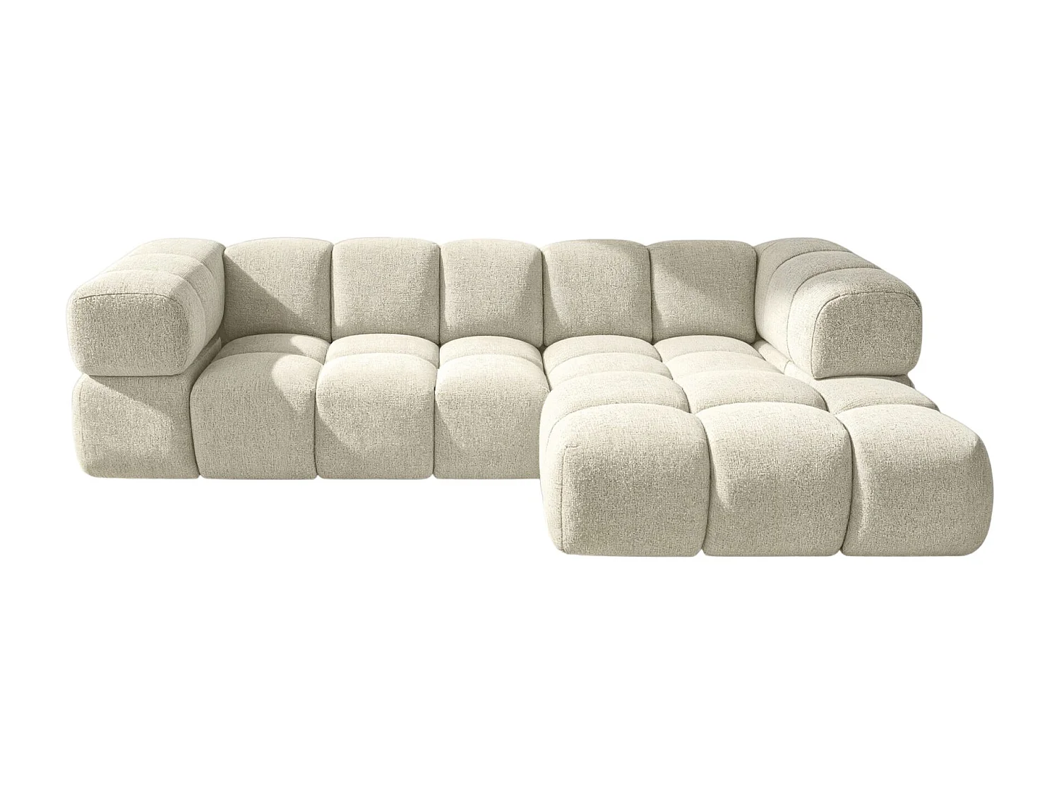 Canapé d'angle en L Averro, tissu Puente, écru, droite