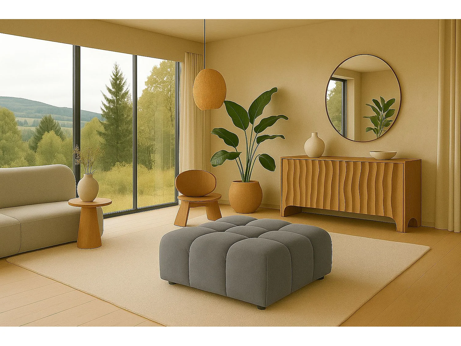 Sgabello, sgabello modulare Bolla, tessuto Bluvel, grigio cenere