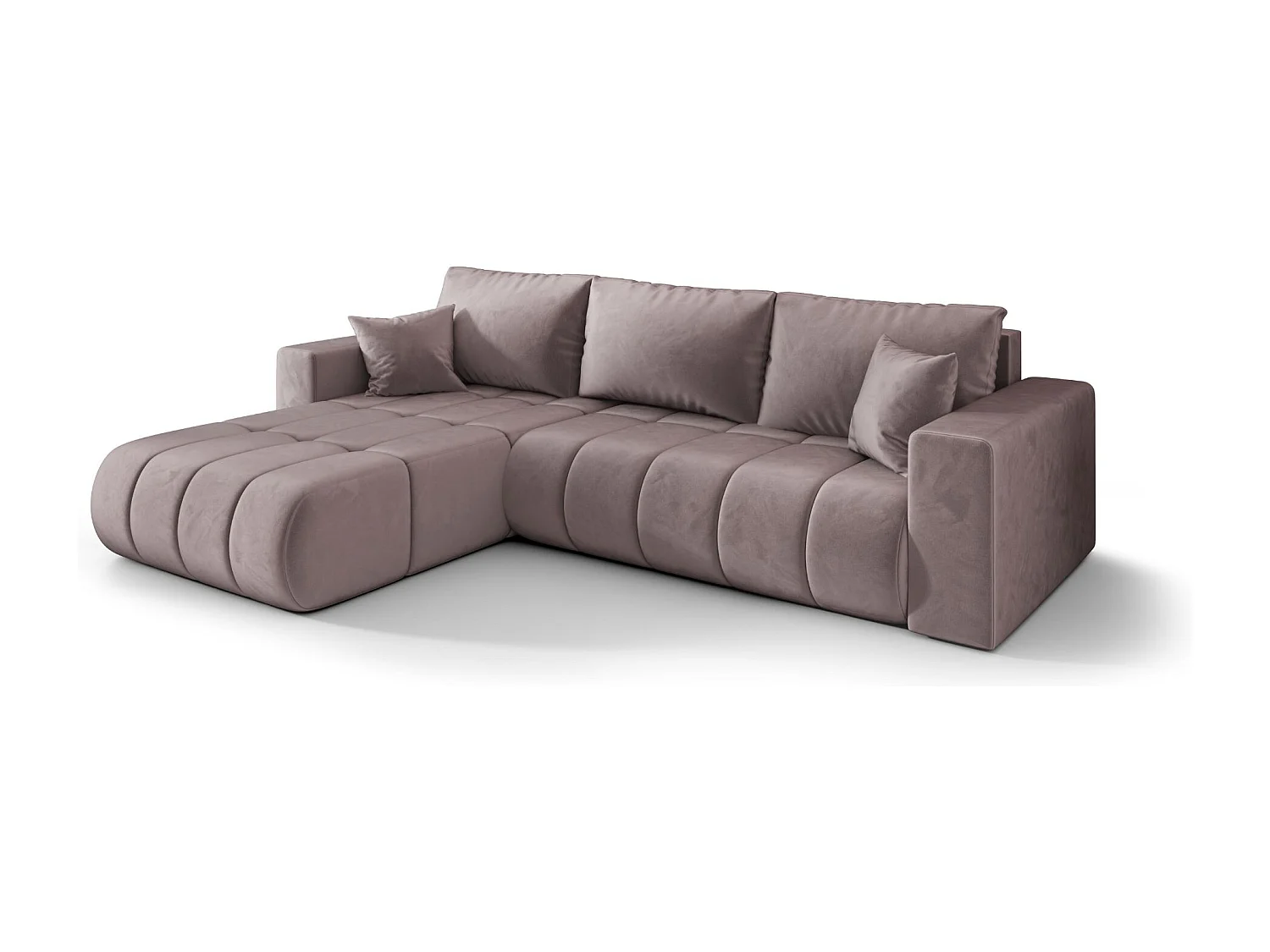 Canapé d'angle convertible avec compartiment de rangement MILO PREMIUM, tissu MONOLITH, violet, gauche