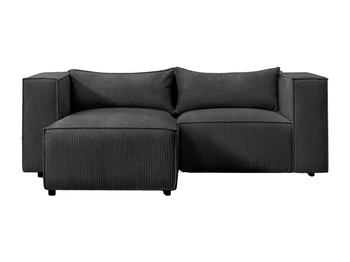 Canapé d'angle en L Modulo, tissu Lincoln, noir, côté gauche