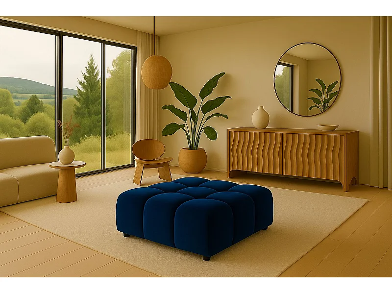 Tabouret modulable Bolla, tissu Bluvel, bleu encre