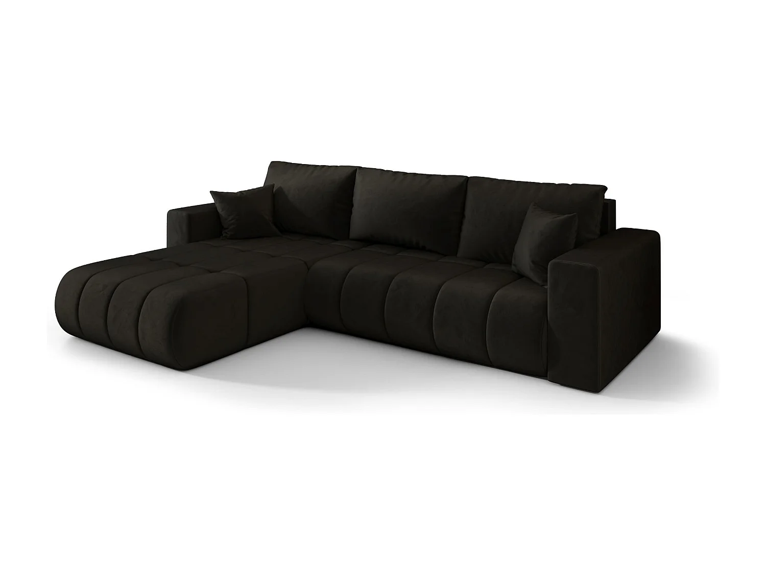 Canapé d'angle convertible avec compartiment de rangement MILO PREMIUM, tissu MONOLITH, gris foncé, gauche