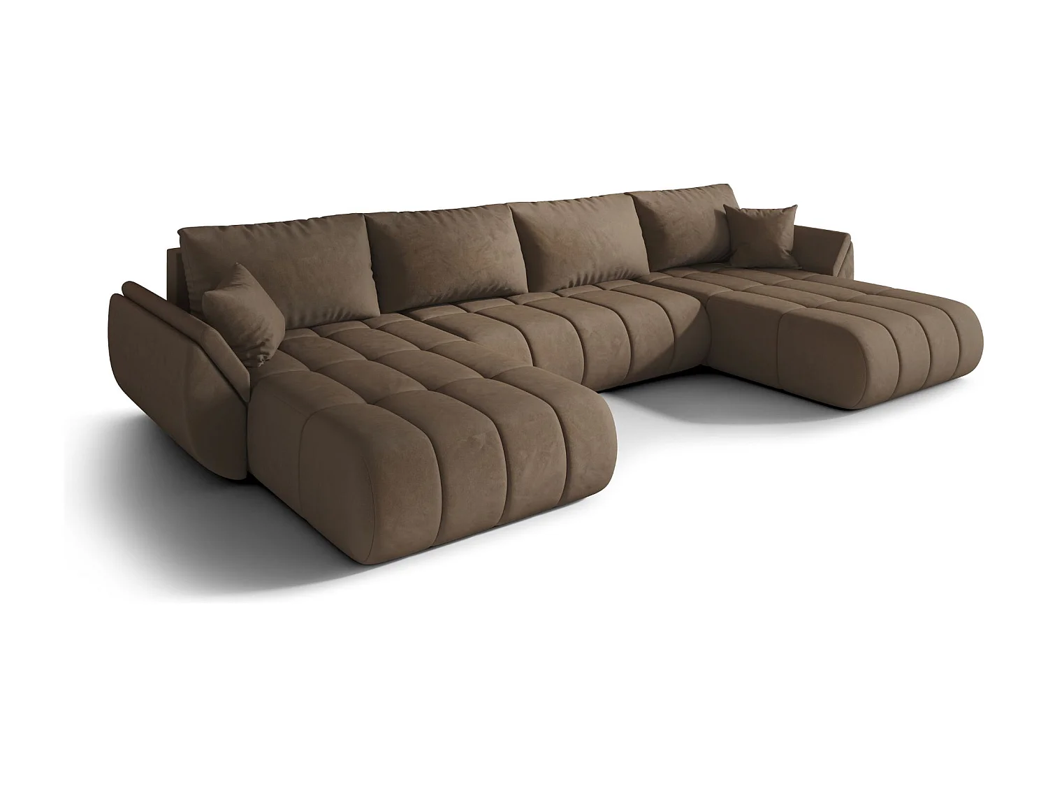 Ecksofa mit schlaffunktion und bettkasten TOKYO U PREMIUM, stoff MONOLITH, Hellbraun