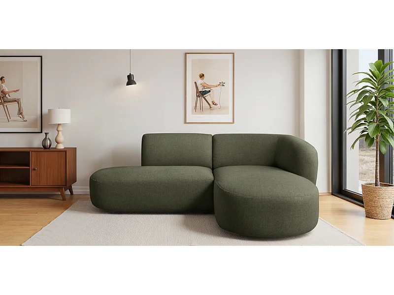 Ecksofa L-Form Luna, stoff Lins, Grün, Rechts