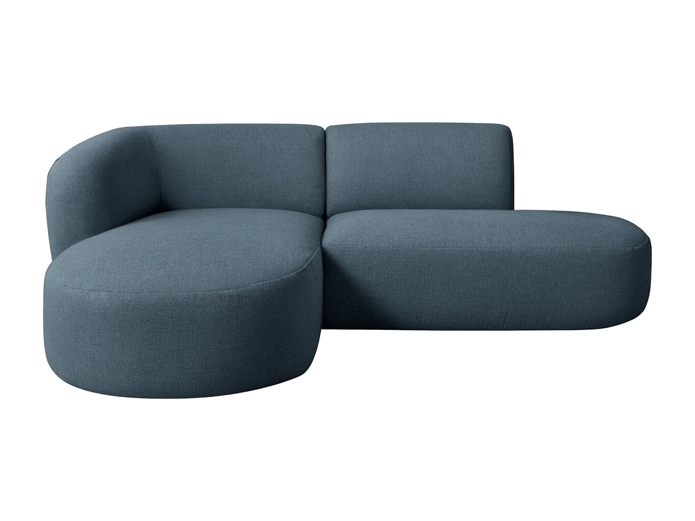 Ecksofa L-Form Luna, stoff Lins, Blau, Links