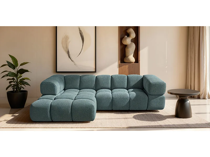 Ecksofa L-Form Averro, stoff Puente, Azurblau, Links