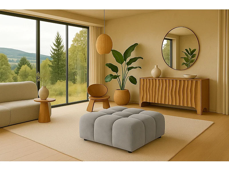 Hocker, Modulhocker Bolla, stoff Bluvel, Grau