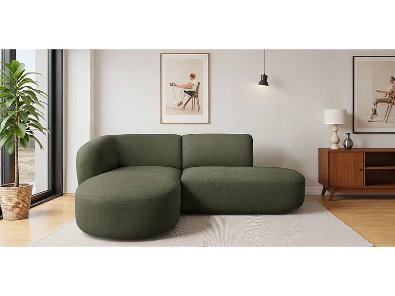 Ecksofa L-Form Luna, stoff Lins, Grün, Links