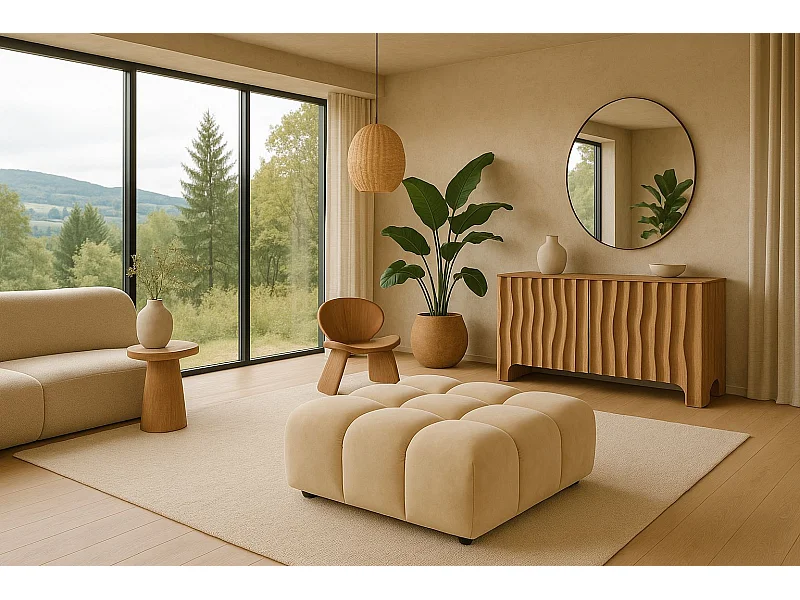 Hocker, Modulhocker Bolla, stoff Bluvel, Creme