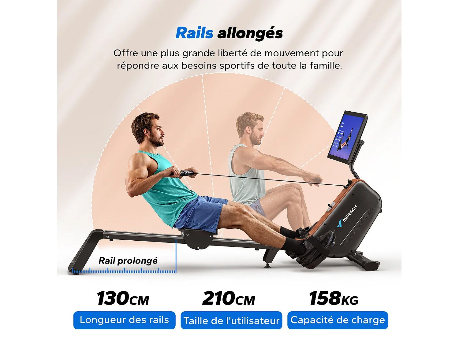 MERACH Roeimachine met HD-Display, Roeitrainer met 16 Weerstandsniveaus, Automatische magnetische weerstand, Eenvoudige montage, Tot 158 kg