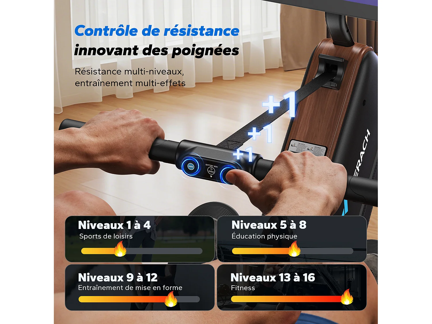 MERACH Roeimachine met HD-Display, Roeitrainer met 16 Weerstandsniveaus, Automatische magnetische weerstand, Eenvoudige montage, Tot 158 kg