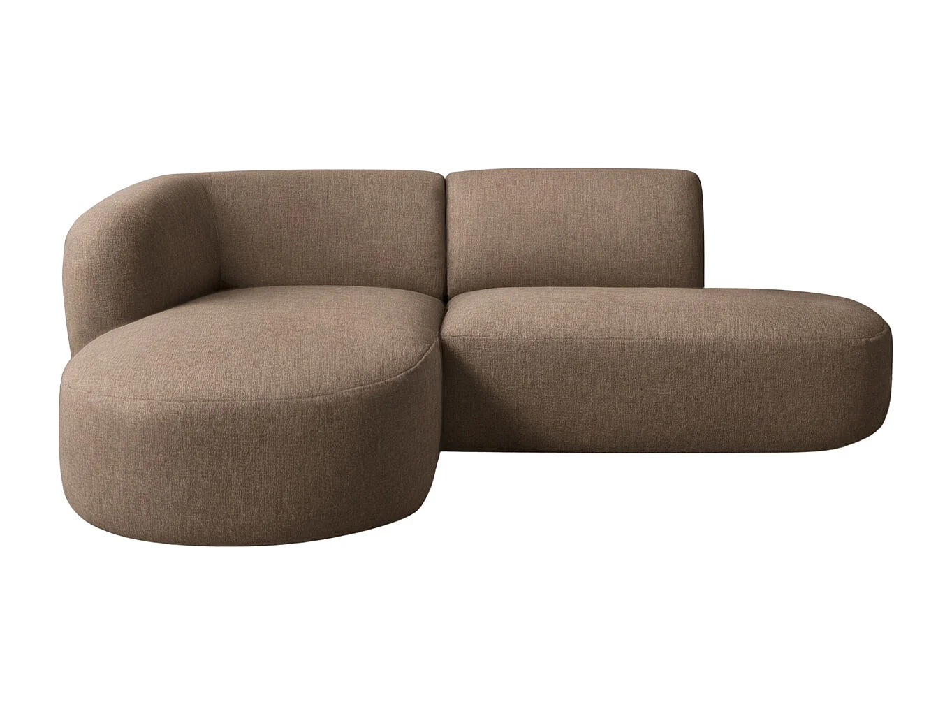 Ecksofa L-Form Luna, stoff Lins, Braun, Links