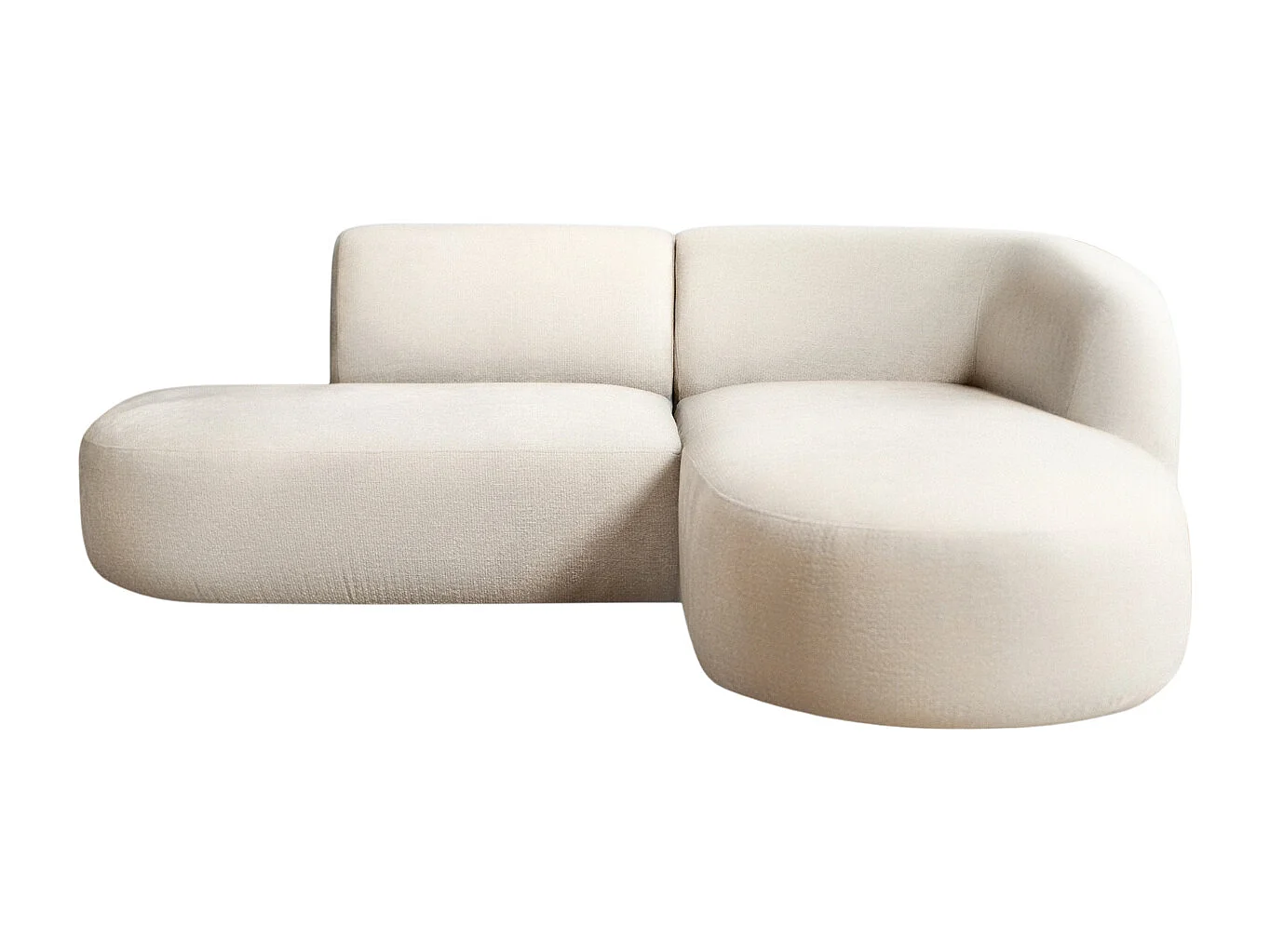 Ecksofa L-Form Luna, stoff Lins, Creme, Rechts