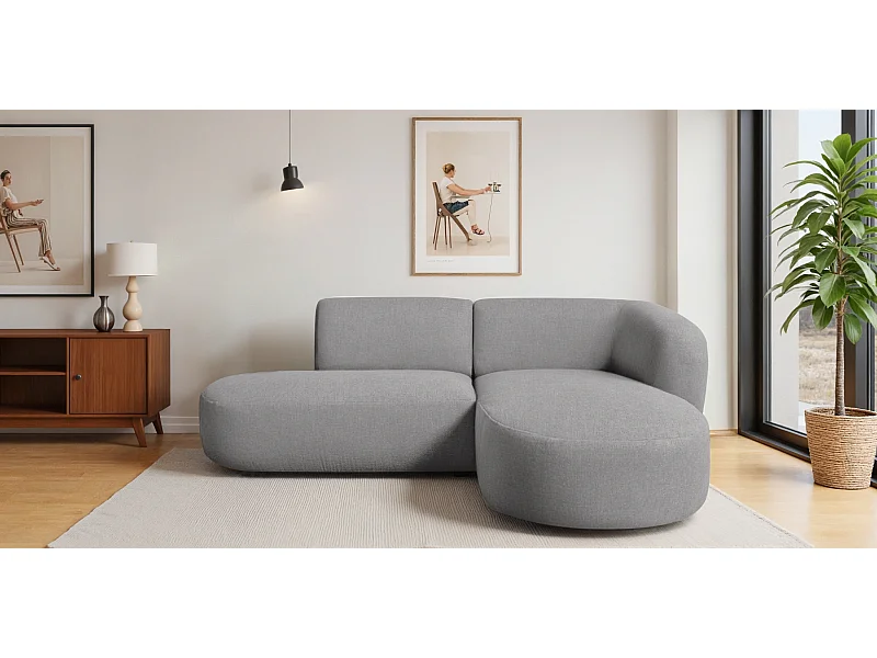 Ecksofa L-Form Luna, stoff Lins, Grau, Rechts