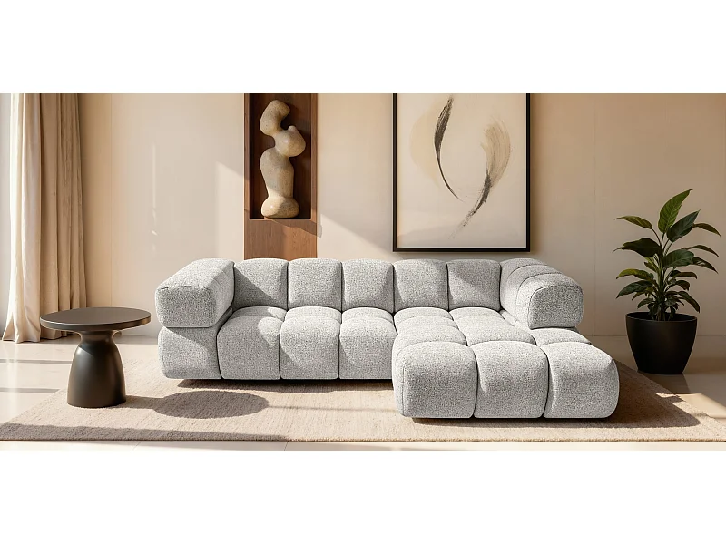 Ecksofa L-Form Averro, stoff Puente, Hellgrau, Rechts