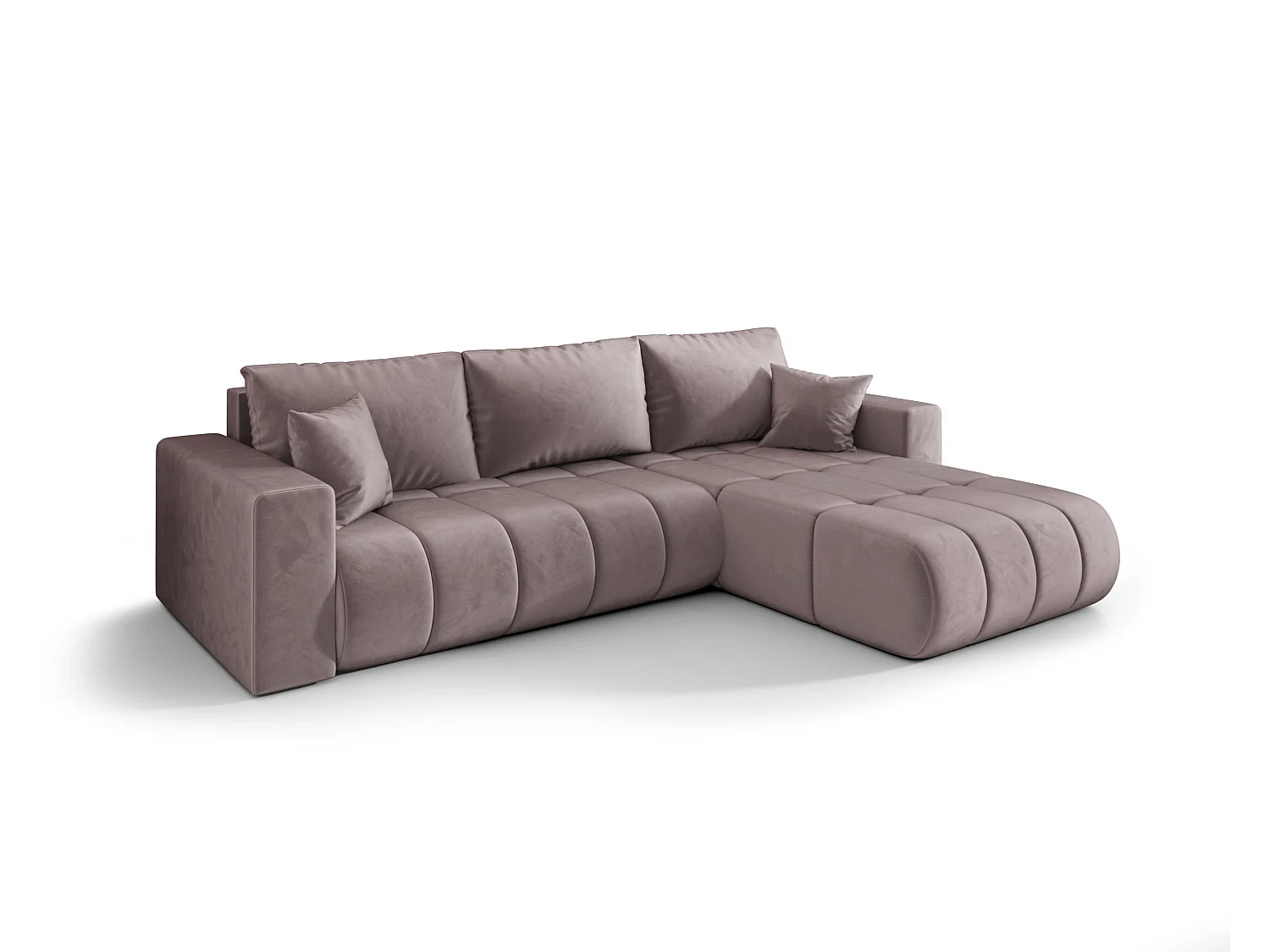 Canapé d'angle convertible avec compartiment de rangement MILO PREMIUM, tissu MONOLITH, violet, côté droit