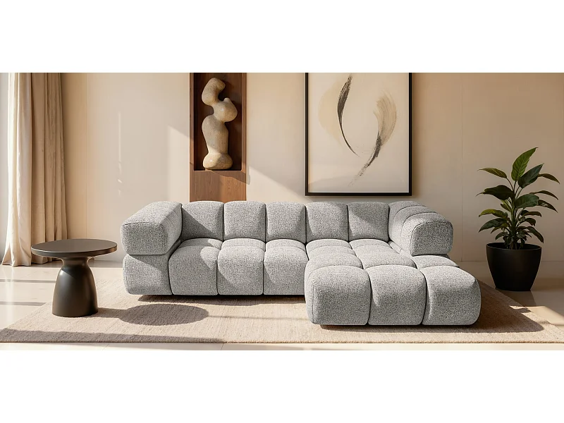 Canapé d'angle en L Averro, tissu Puente, beige, à droite