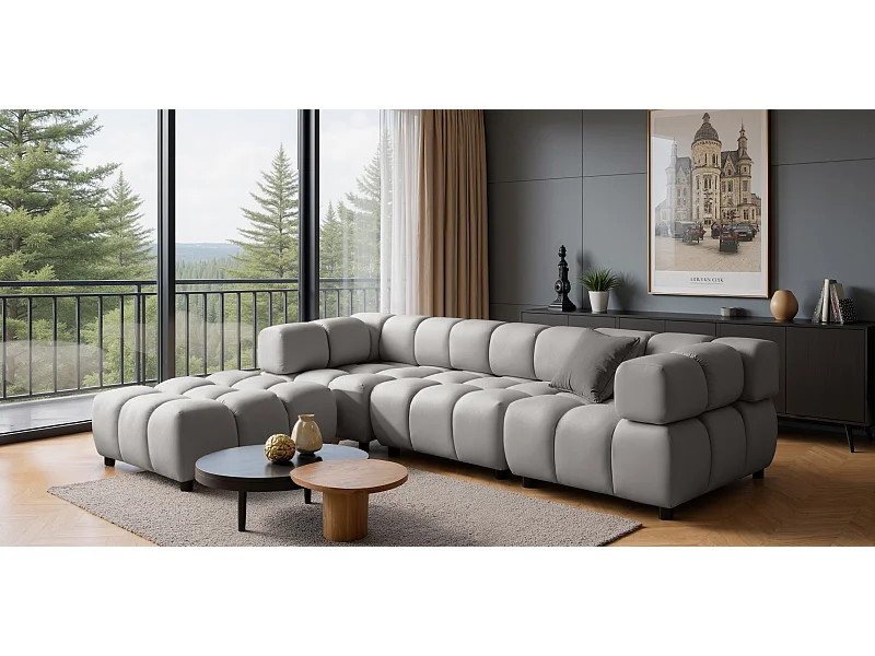 Bolla L-vormige hoekbank, stof Bluvel, grijs, rechterkant