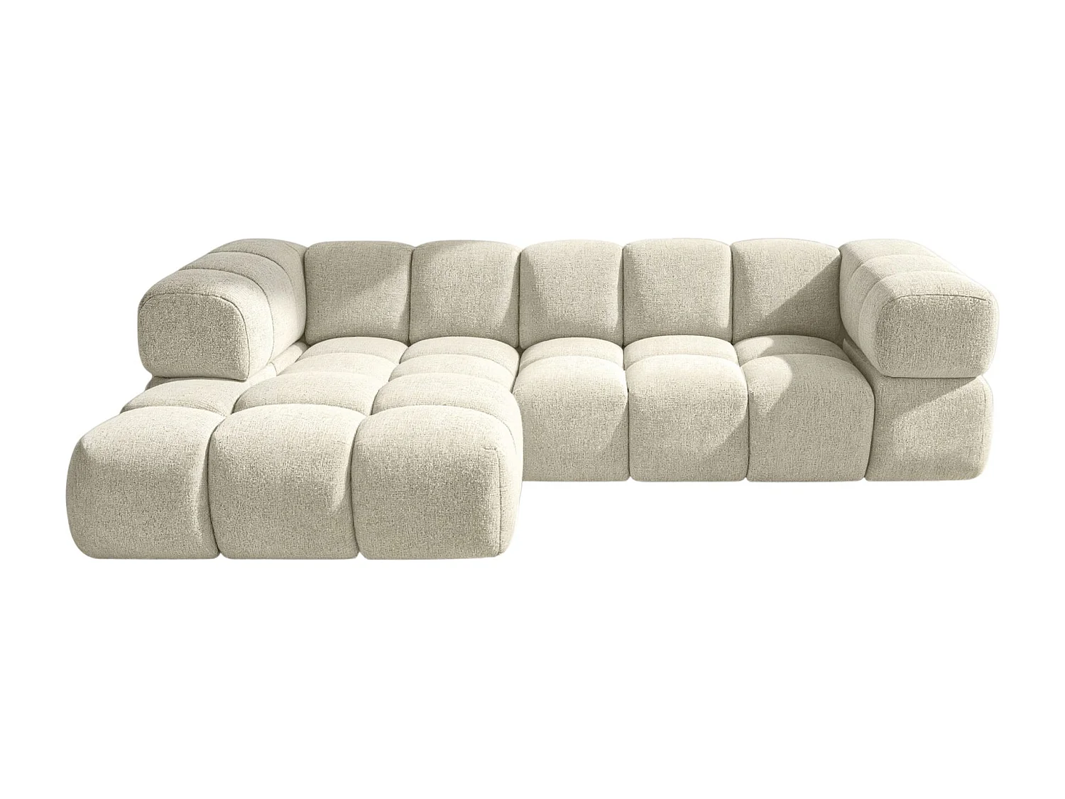 Canapé d'angle en L Averro, tissu Puente, écru, gauche