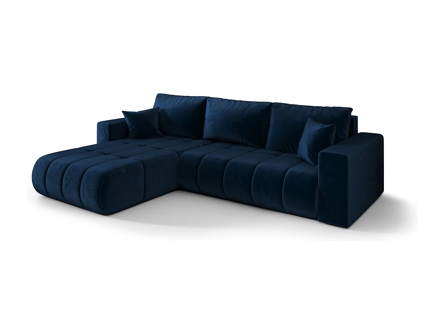 Canapé d'angle convertible avec compartiment de rangement MILO PREMIUM, tissu MONOLITH, bleu foncé, gauche