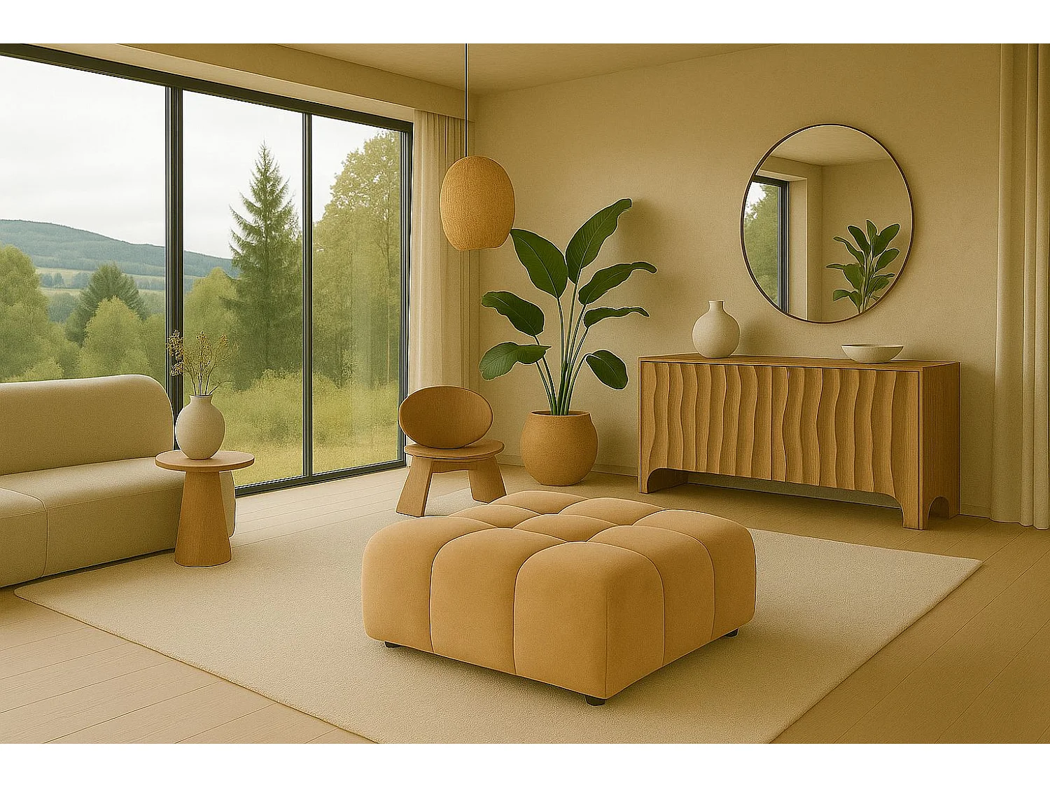 Tabouret modulable Bolla, tissu Bluvel, Latte